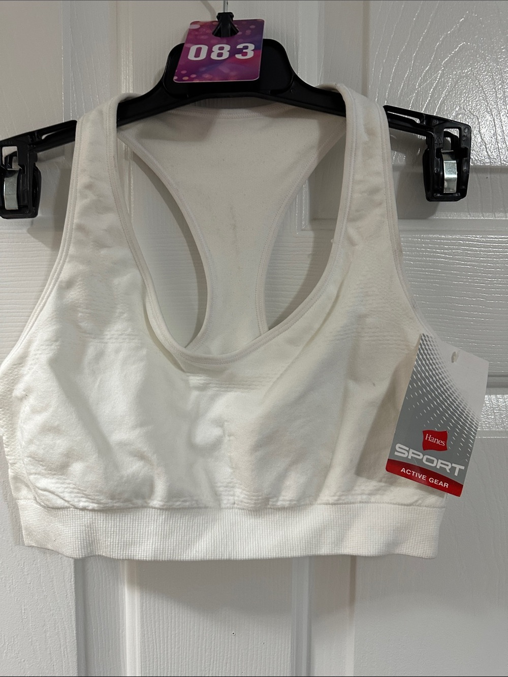 Hanes White Racerback Sports Bra - Active Support